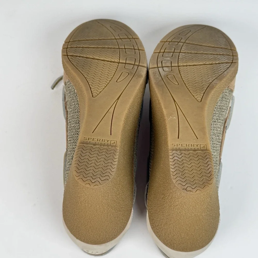 Sperry Top Sider Wedge Heel Boat Shoes Tan Leather Slip On Women 8M Yacht Beach